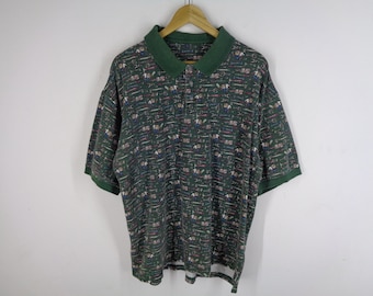 Camisa polo vintage com estampa do Diabo da Tasmânia, tamanho G.
