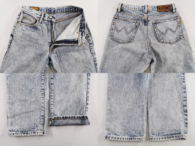 K&ouml;nnte beinhalten: Jeans aus Acid-Wash-Denim mit Knopf- und Rei&szlig;verschluss. Die Jeans haben ein klassisches F&uuml;nf-Taschen-Design und einen Wrangler-Logo-Aufn&auml;her auf der R&uuml;ckseite. Die Jeans sind am Saum umgeschlagen.