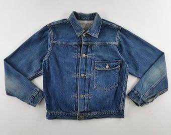 Lagerjacka Vintage 80-tals Warehouse Type 1 Selvedge Denim Jeansjacka Storlek M