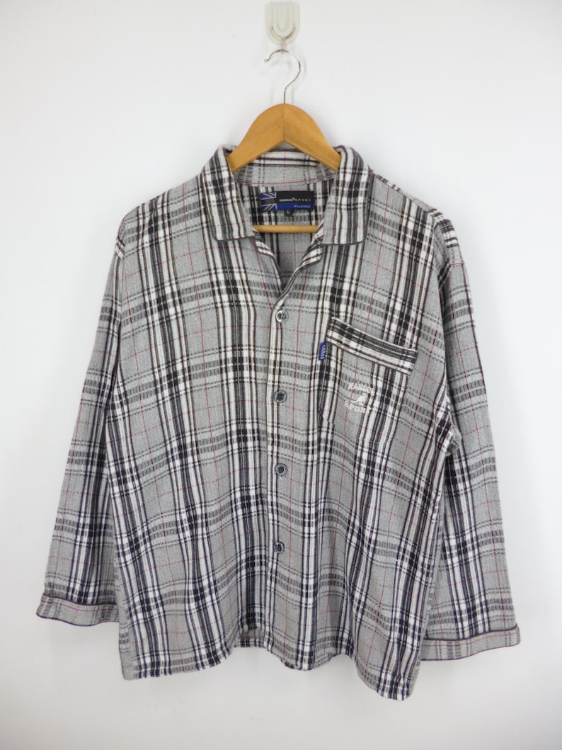 Kangol Pajama Vintage Kangol Shirt Vintage Kangol Sport Checkered Design Pyjama Shirt Size L image 2
