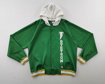 Champion Jacke Vintage 90er Jahre Champion Stetson Track Top Hoodie Multicolor Jacke Made In USA Gr. L