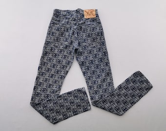 Pantalones vaqueros de mezclilla Evisu Monogram, talla vintage 26 (tallas 26x27x34)