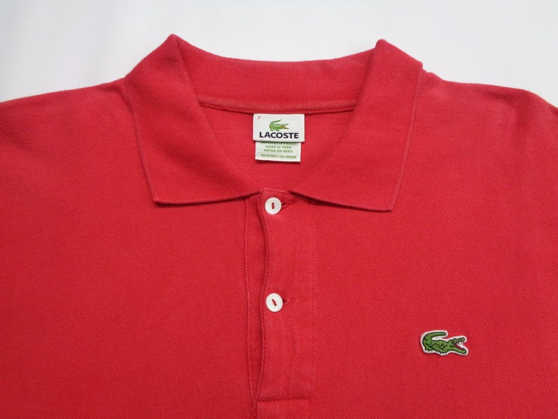 LACOSTE Polo Shirt Vintage 90/'s Lacoste Plain Red Polo Shirt Men/'s Size L