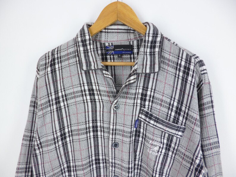 Kangol Pajama Vintage Kangol Shirt Vintage Kangol Sport Checkered Design Pyjama Shirt Size L image 3