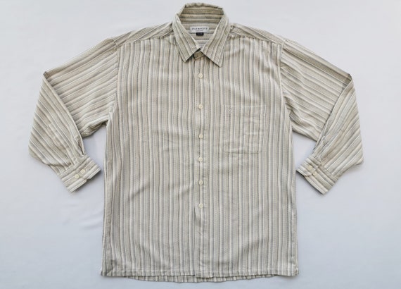 Lyle & Scott, Vintage Lyle & Scott Black Label Striped Button Up Shirt Size L