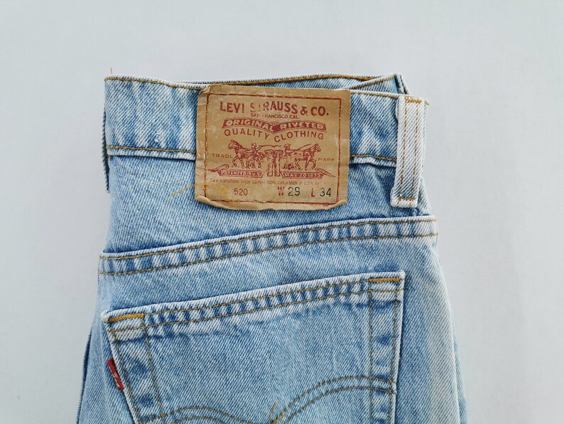 Levis 520 Jeans Distressed Vintage Levis 520 Denim Jeans Made In USA Size 28/29x33 image 6