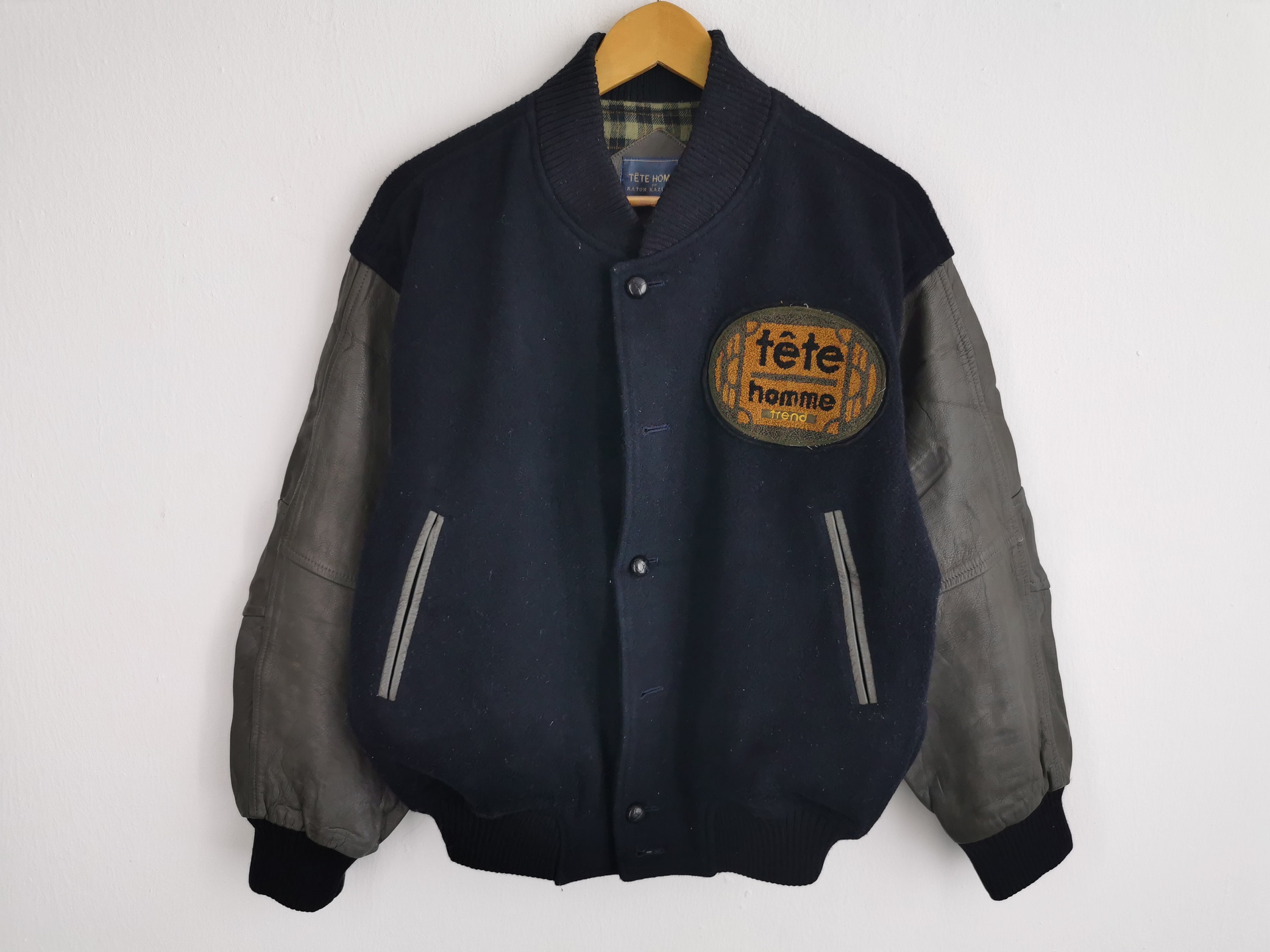 Tete Home Jacket Vintage 90's Tete Home Kazutaka Kato Varsity Wool Leather Jacket Made in Japan Size XL - Etsy Tete Home Jacket Vintage 90's Tete Home Kazutaka Kato Varsity Wool Leather Jacket Made in Japan Size XL - Etsy