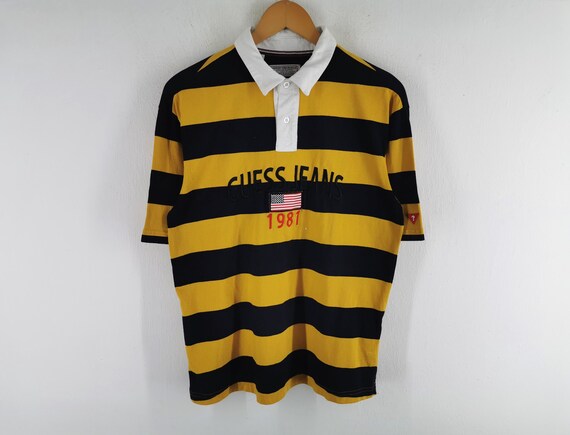 Guess shirt blue and yellow sale