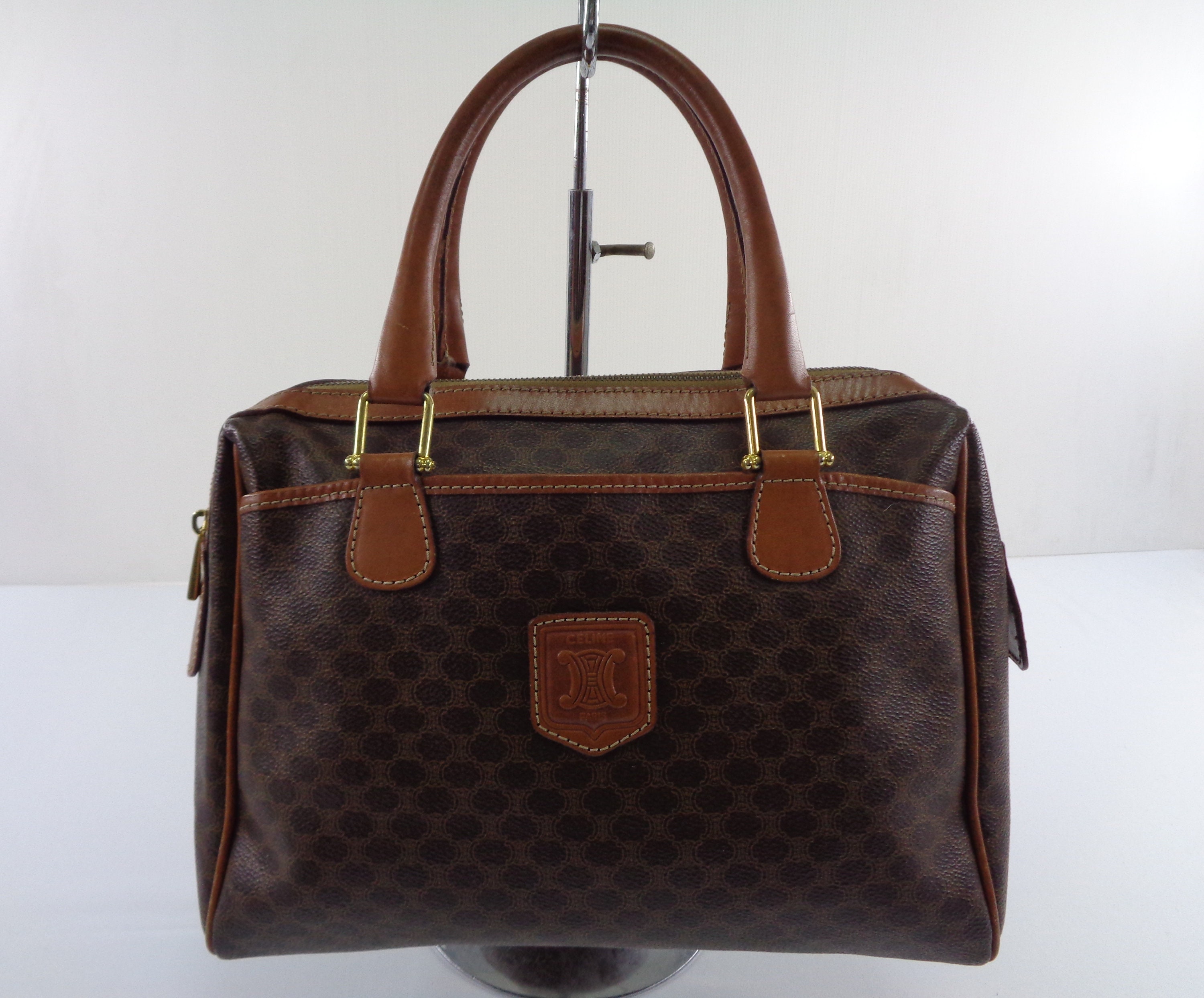 Vintage CELINE. 1990s Macadam Logo Boston Bag | Orbit Vintage