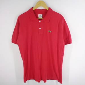 Camisa Lacoste Vintage Talla 7 Polo Lacoste Años 90 Polo Lacoste Rojo Liso Talla M/L
