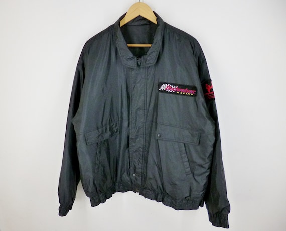 【vintage】service jacket 黒 Vintage Leather Jacket, 1990s Black Band Collar Zippered
