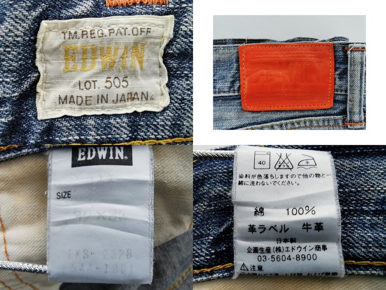 Edwin 505 Jeans Slitna Vintage Storlek 32 Edwin Denimbyxor Edwin 505 Tillverkade i Japan Denimjeans Storlek 34/35x31 bild 7