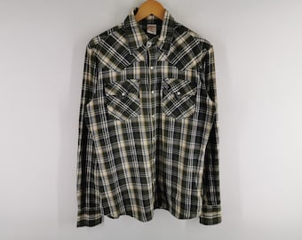 True Religion Shirt Vintage 90's True Religion Checkered Design Flannel Shirt Size L