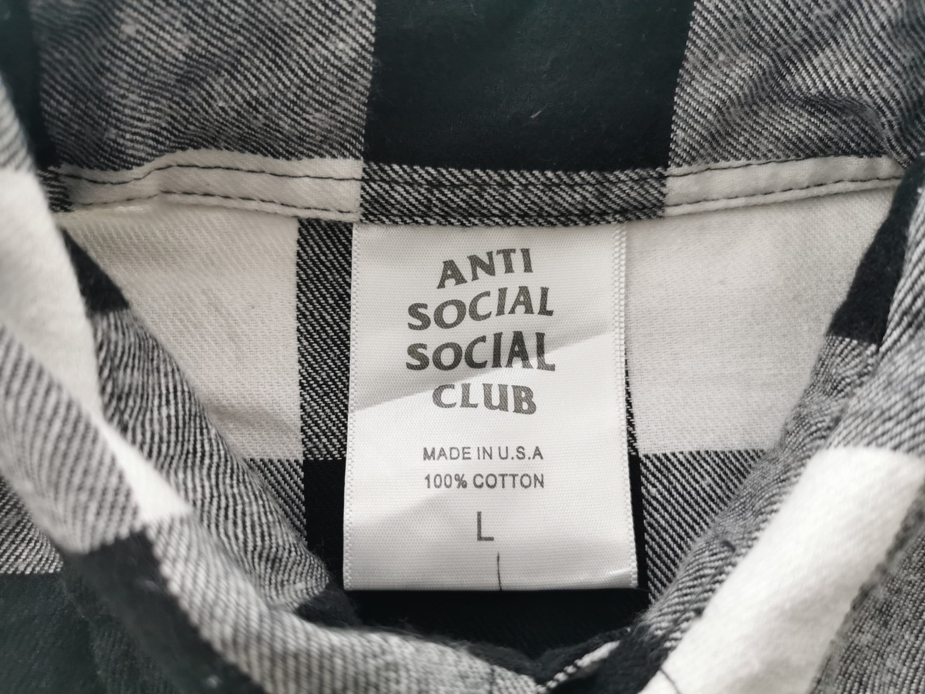 Anti Social Social Club Shirt Anti Social Social Club Made In USA Checkered Design Flannel Shirt Size L