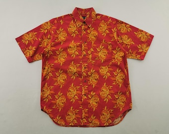 Christian Dior Floral Overprint Button Down Shirt Made In France Size M