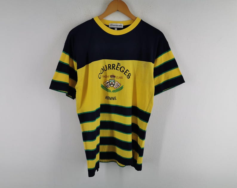 Shirt Courreges Homme Vintage T-shirt met logo's van Courreges, maat M afbeelding 2