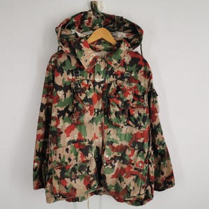 Army Jacket Vintage 70s Swiss M70 TAZ 83 Alpenflage Camo Switzerland Army Coat Jacket Size M