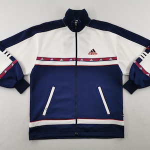 Adidas Jacket Vintage 90&#39;s Adidas Color Block Taped Logo Track Jacket Size M