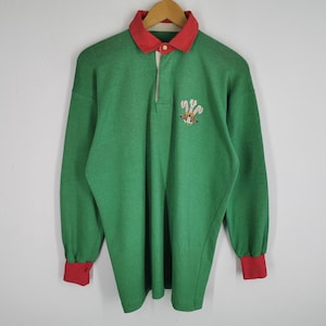 Wales Rugby Shirt Distressed Vintage 80&#39;s Wales Rugby Shirt Size M