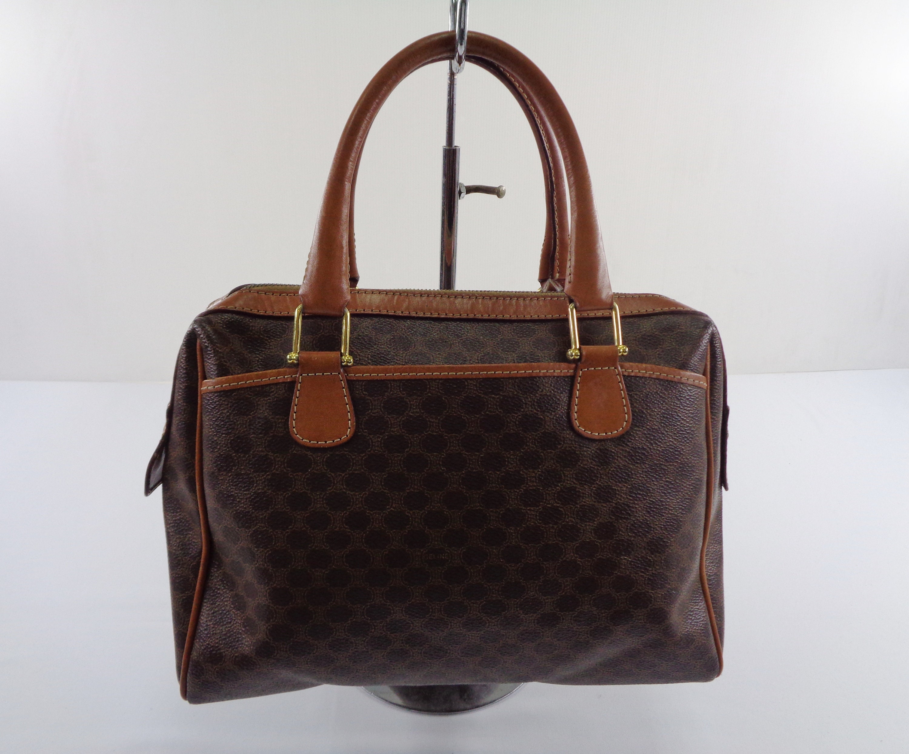 CELINE Vintage 1990s Macadam Logo Boston Bag