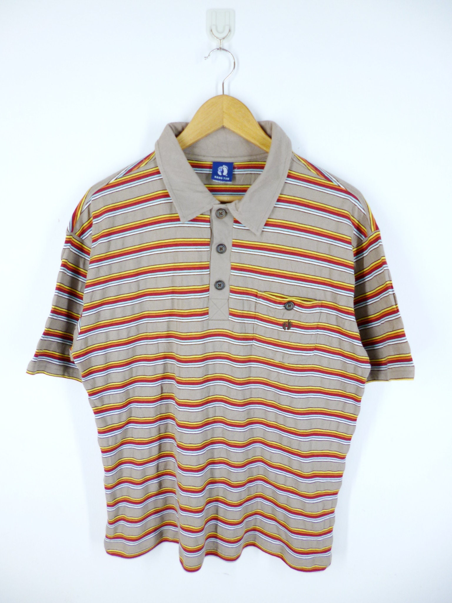 Hang Ten Shirt Vintage Hang Ten Polo Shirt Hang Ten Striped | Etsy