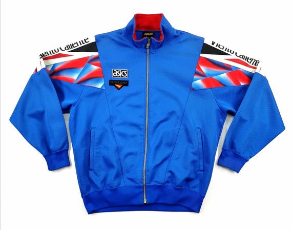 トップス 90s- asics track jacket jersey y2k used Mens Vintage Asics Jacket Arm Striped Logo Jacket Blue And