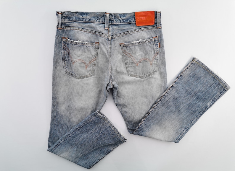 Edwin 505 Jeans Slitna Vintage Storlek 32 Edwin Denimbyxor Edwin 505 Tillverkade i Japan Denimjeans Storlek 34/35x31 bild 2