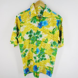 Hawaiian Shirt Vintage Hawaii Shirt 80s Hawaii Aloha All Over Print Button Up Hawaii Shirt Size L