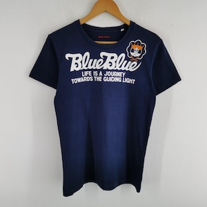 Blue Blue Shirt Blue Blue Big Print T Shirt Made In Japan Size S