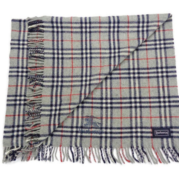 Burberrys Scarf Vintage Burberrys Wool Muffler Burberrys Scarves Plaid Pattern Nova Check Muffler Foulard Shawl Body Wrap 52" X 11.5"