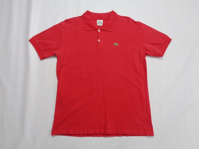 LACOSTE Polo Shirt Vintage 90/'s Lacoste Plain Red Polo Shirt Men/'s Size L