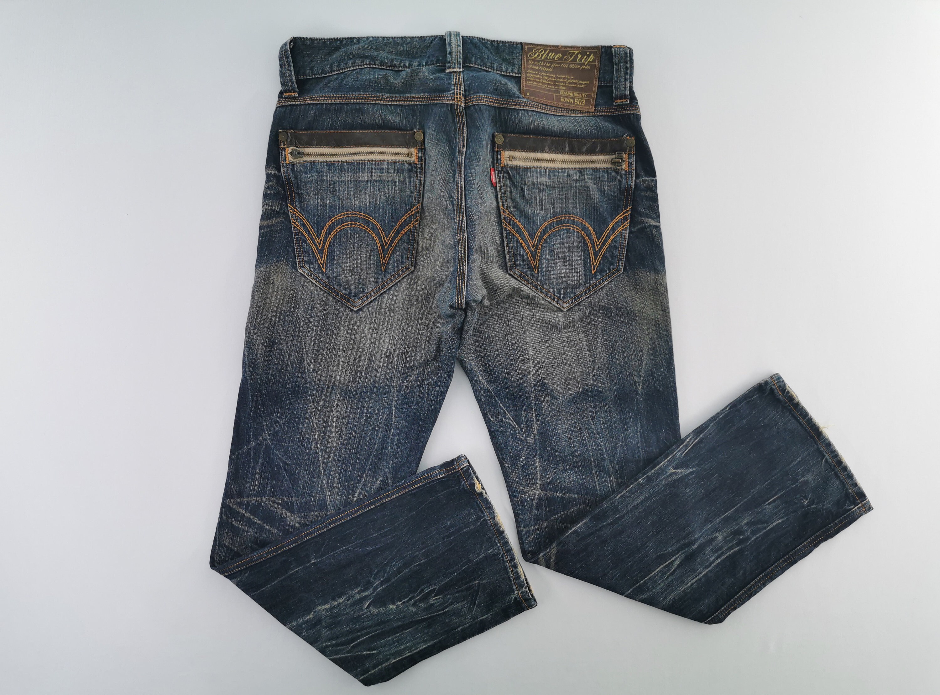 Rare Rabbit Men's Edwin Blue Mid-Rise Mid-Wash Slim Fit Jeans