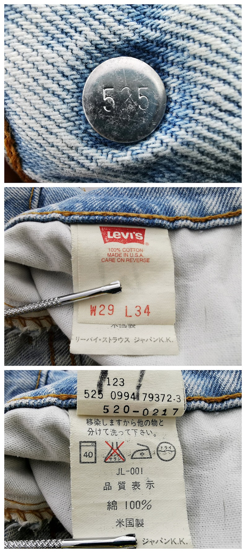 Levis 520 Jeans Distressed Vintage Levis 520 Denim Jeans Made In USA Size 28/29x33 image 10