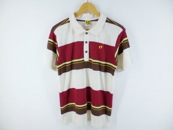 Striped Le Coq Sportif Tshirt Unisex Striped Polo Shirt Size Large Collared Tshirt Short Sleeved Tee Clothing Gender-Neutral Adult Clothing Tops & Tees Polos Vintage Le Coq Sportif Polo Shirt 