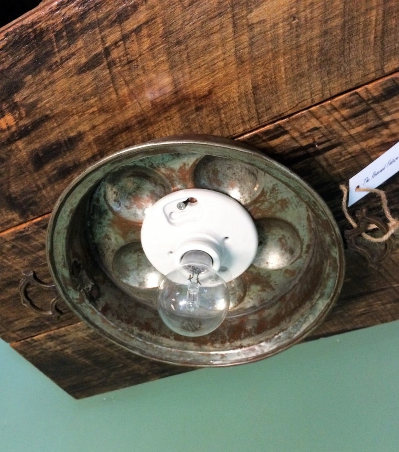 Cake Mold Light Fixture made from Vintage Cake Mold and Etsy