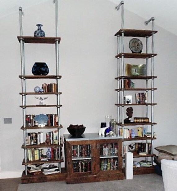 Vintage Oak Barn Wood Siding Pipe And Plank Shelving Style Image 0