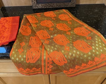 Handloom Jamdani Silk Cotton Saree with Matching Blouse Piece