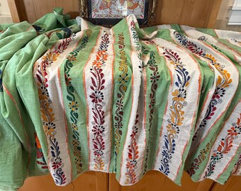 Keesh Cotton Saree: Kantha Hand Embroidery, Matching Blouse Piece