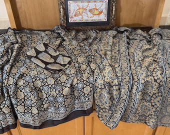 Ajrak Handblock Print Modal Silk Saree: Natural Dyes, Soft Flowy Fabric