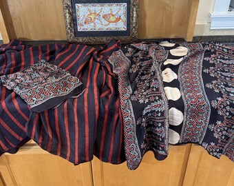 Ajrak Handblock Print Modal Silk Saree: Natural Dyes, Matching Blouse Piece