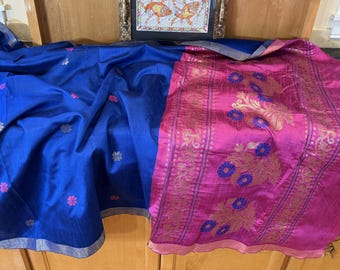 Handwoven semi tussar silk saree