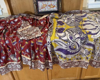 Kalamkari Hand Block Print Mangalagiri Silk Cotton Saree with Stitched Blouse