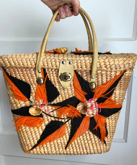 1950s Floral Basket Handbag (as is) - image 1