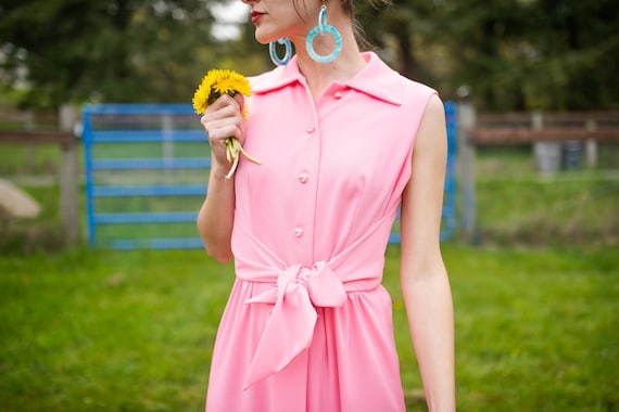 1970s Bubblegum Maxi Dress- size M