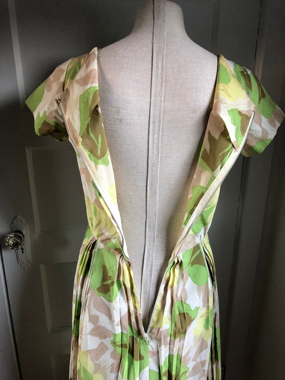 1950s Green Floral Afternoon Tea Dress- size XS/SM - image 7