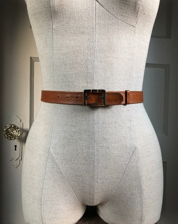 Vintage Ferragamo Belt- Tan Leather with Iconic Go