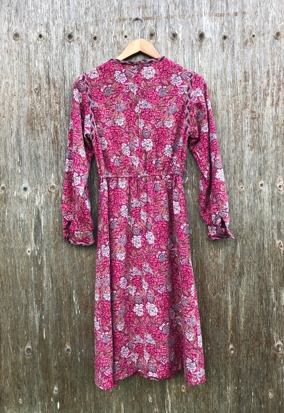 1960s Pink Floral Wool Long Sleeve Secretary Dres… - image 3