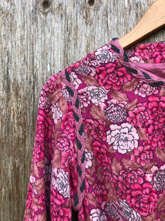 1960s Pink Floral Wool Long Sleeve Secretary Dres… - image 2