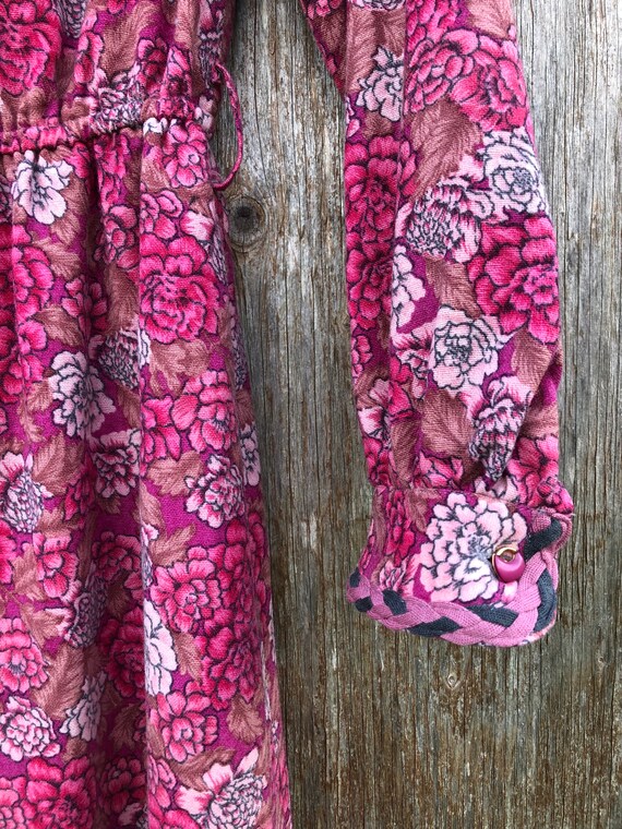 1960s Pink Floral Wool Long Sleeve Secretary Dres… - image 6