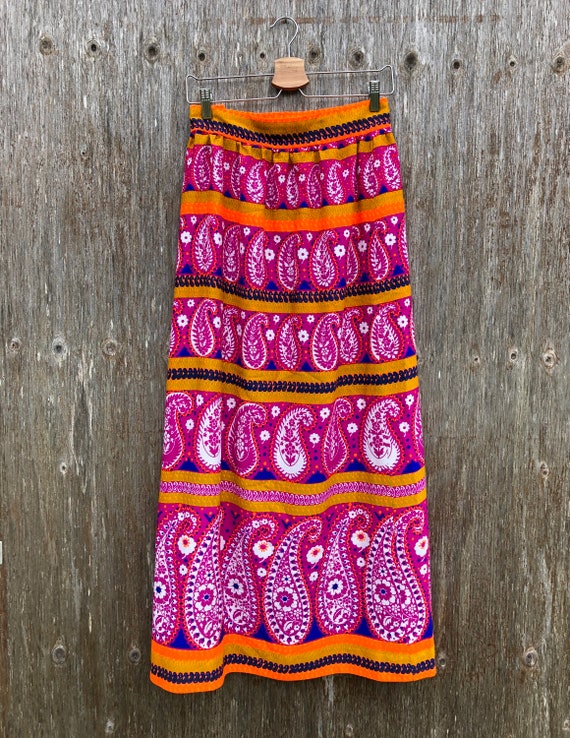 1970s Alex Coleman Floral Maxi Skirt- size Small